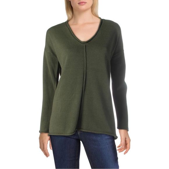 BCBGMaxAzria Sweaters - Bcbgmaxazria Olive Green V-Neck Roll Trim Pullover Sweater Size Small NWT